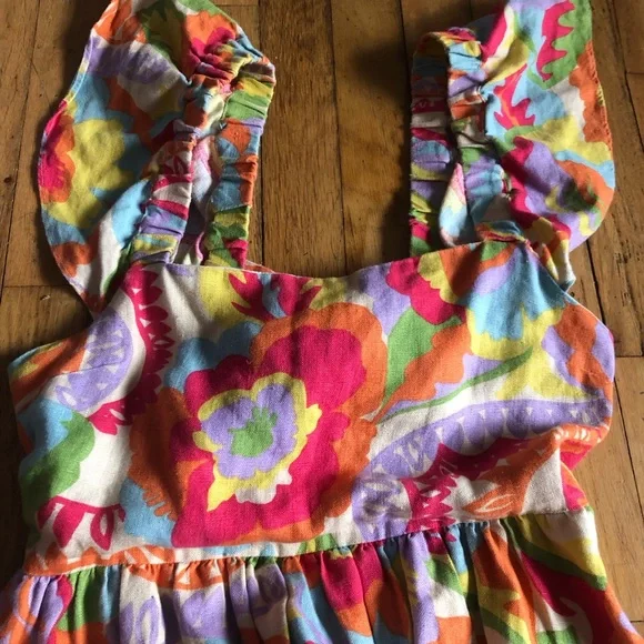 Sezane Melville Organic Linen Midi Dress Seventies Multicolor Print 36 4 - Picture 6 of 10